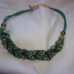 Isadora beaded mermaid blues necklace